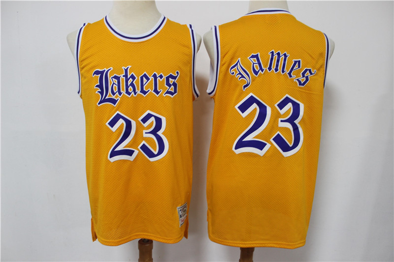 2020 Men Los Angeles Lakers 23 James yellow game Nike NBA jersey style 4